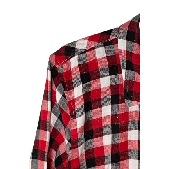 TALBOTS BUFFALO PLAID METALLIC FLANNEL SHIRT – SIZE XL - Picture 6 of 7